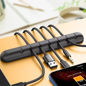 ניהול כבלים כבל קליפים ארגונית חכמה מחזיק הכבל סיליקון גמישה כבל Winder דבק עצמי עבור מקלדת USB אוזניות