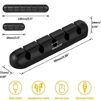 ניהול כבלים כבל קליפים ארגונית חכמה מחזיק הכבל סיליקון גמישה כבל Winder דבק עצמי עבור מקלדת USB אוזניות