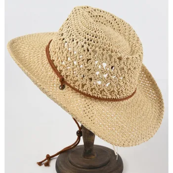 סאן קאפ השמש בקיץ כובעים לנשים אדם חלול חוף כובע קש לגברים הגנת UV הכובע כובע נשי של נשים כובע בוקרים
