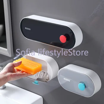 סבון כלים להדביק קיר רכוב מחזיק סבון אחסון מדף אגרוף-בחינם להסרה דיסק אחסון אביזרים לאמבטיה סבון בקופסא