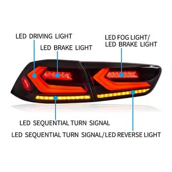 סגנון רכב הזנב המנורה עבור מיצובישי לנסר 2008-2016 EVO זנב LED אור DRL בלם אחורי לעצור את המנורה אביזרי רכב