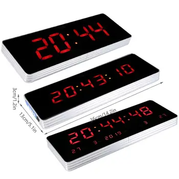 סגסוגת אלומיניום שעון קיר דיגיטלי LED לוח שנה קיר שעון טמפרטורה שעוני קיר האיחוד האירופי Plug 110-240V עיצוב מודרני הביתה קיר בעיצוב