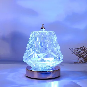 סיבוב קריסטל מנורת שולחן אקרילי צבעוני RGB שליטה מרחוק דינמי אדווה חם Atomphere LED לילה אור