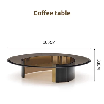 סלון המרכז שולחנות קפה אפור זכוכית פשוטה נירוסטה יוקרתי שולחן קפה עגול משק הבית Stolik Kawowy רהיטים