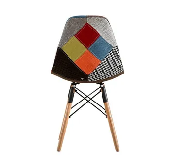 ססגוניות בסגנון מודרני צד מרופדים בד כיסא האוכל הכיסא טלאים רב-דפוס העץ הטבעי הרגל האוכל הכיסא