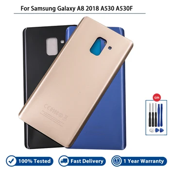 עבור Samsung Galaxy A8 2018 A530 A530DS A530F SM-A530F לוח זכוכית הסוללה כיסוי אחורי הדלת האחורית דיור מקרה חלקי חילוף