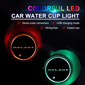 עבור מיצובישי גלנט לוגו LED זוהר המכונית הרים אור אוטומטי מים כוס חריץ מחצלת האווירה אור אביזרים