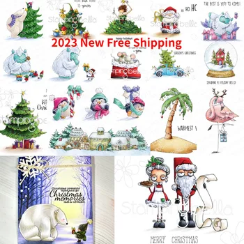 עץ חג המולד שלג דוב קוטב 2023 חדש חיתוך מתכת מת תלושי DIY עיצוב אלבום תמונות אלבום תמונות מעוצב הבלטה PaperCard