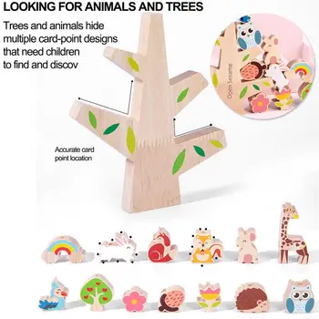 עץ יער איזון מחרוזת אבני צעצועים משחק הערימה מוסיקה איזון בניין בעלי חיים קריקטורה יצירתי ערמות של צעצועים