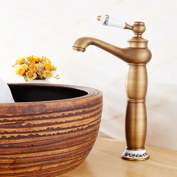עתיק אגן אמבטיה ברזים מודרניים זהב הסיפון רכוב האמבטיה ברזי מיקסר גימור שחור ברז מטבח חם וקר
