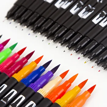 צבעי מים מברשת עט סמנים 72/120 צבעוני כפול טיפ אמנות סמנים הרגשתי טיפ עטים מחברות הרישומים עבור ציור ציוד משרדי