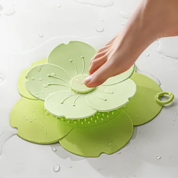 צורת הפרח נגד סתימת הסיליקון מסנן הניקוז 1/2 להשתמש בריח חוסם על כיור האמבטיה מקלחת השיער תופס אמבטיה רצפת מסנן