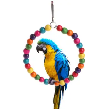צעצוע הכלוב תפאורה צבעונית תלייה חרוזים מעגל התוכי טיפוס להניף את הטבעת ציפור מחמד בכלוב עיצוב