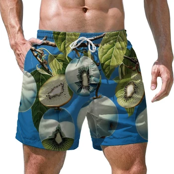 קיץ חוף נופש בסגנון קצרים קיווי 3D מודפס אופנה מכנסיים קצרים של הגברים חיצוני רופף מזדמן מהיר ייבוש גלישה קצרים.