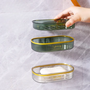 קיר רכוב סבון כלים מגש אגרוף-בחינם מחזיק סבון רחצה תלוי ניקוז אחסון מדף אור יוקרה נייד סבון תיבת מיכל