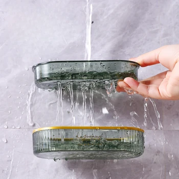 קיר רכוב סבון כלים מגש אגרוף-בחינם מחזיק סבון רחצה תלוי ניקוז אחסון מדף אור יוקרה נייד סבון תיבת מיכל
