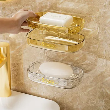 קיר רכוב סבון קופסת פלסטיק פשוט סבון תיבת אגרוף חינם ניקוז תיבת סבון רחצה מטבח אחסון מדף