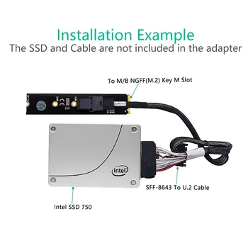 קמה כרטיס מ. 2 מודול MiniSAS HD SFF-8643 36Pin מחבר NGFF מ. מפתח 2 מ ' מתאם תמיכה אינטל 750 2.5& U2 SFF-8639 NVMe SSD