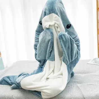 קריקטורה חמודה כריש שמיכה כריש שמיכה קפוצ 'ון כריש שמיכה סופר רך ונעים, פלנל, קפוצ' ון על ילד מבוגר על הספה הספה למיטה.