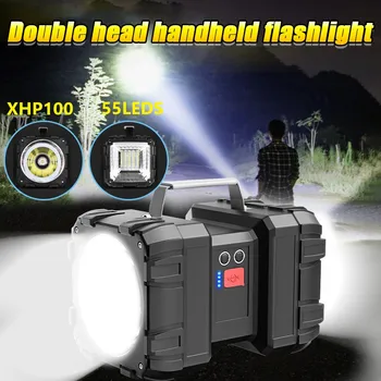 ראש כפול חזק כף יד Fashlight XHP100 נטענת USB Floodling אור מתח גבוה הזרקור חיצוני קמפינג יד המנורה