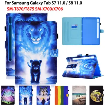 רך TPU Shell עבור Samsung Galaxy Tab S8 SM-X700 SM-X706B חכם כיסוי מקרה עבור סמסונג טאב S7 T870 T875 11 אינץ צבוע Funda