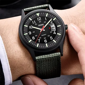 רלו גבר אופנה, Mens ניילון שעוני יוקרה לגברים כוחות צבאיים קוורץ שעונים תאריך לוח שנה בשעון היד Relogio Masculino