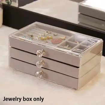 שלושה שכבת אקריליק שקוף מגירת תכשיטים קופסא לאחסון עגילים תכשיטים צמיד בעל ארגונית השרשרת דוכן תצוגה