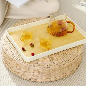 תה המגש המודרני תבנית עץ כוס תה מגש רב-תפקודית נגד החלקה בעל שדיים כבדים פירות המגישה מטבח